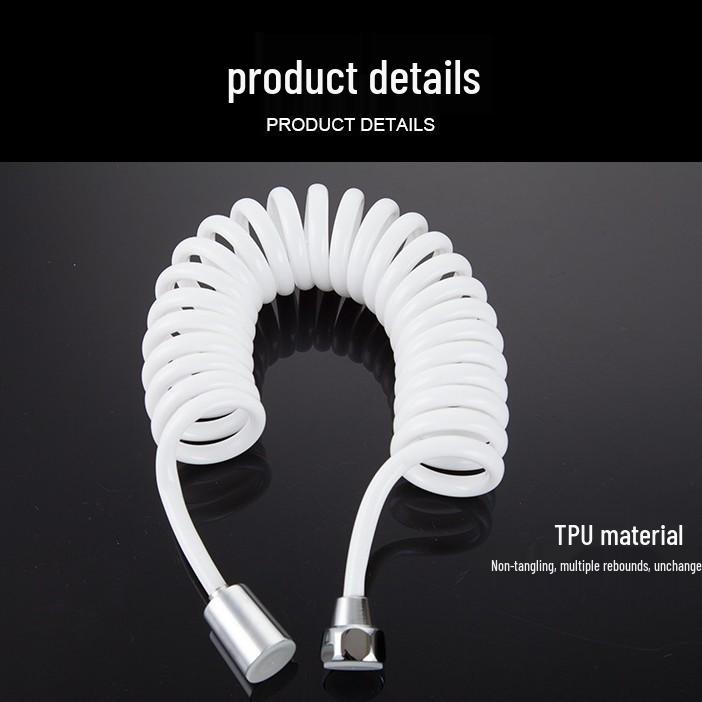 Telescopic Pressure-Resistant Bidet Sprayer Hose - ABS, Soft, for Hot/Cold Water. 1,5 м белый