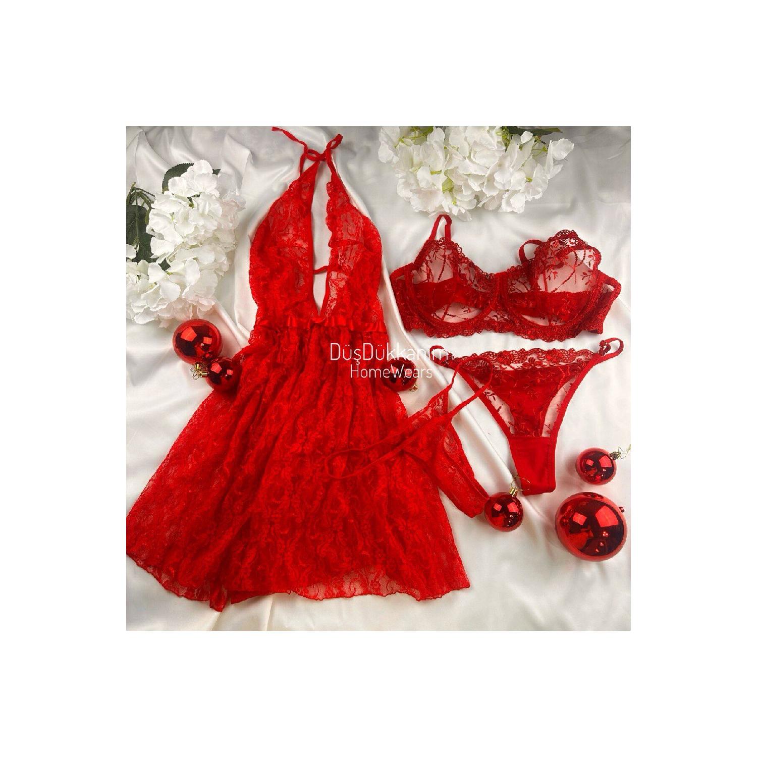 

Large Size Nightgown - Laundry Set 2XL червоний