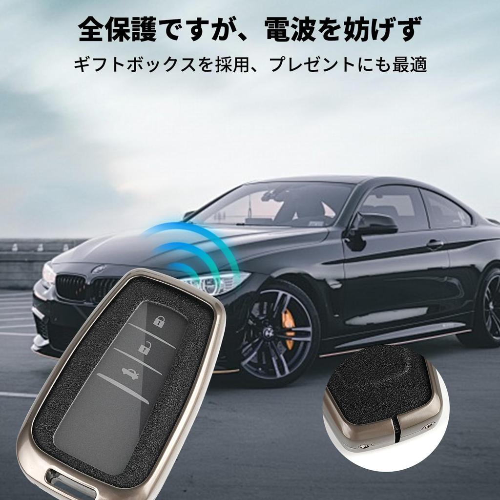 Genuine Leather Key Case for Toyota with Key Holder, Waterproof, Scratch-Resistant, No Signal Obstruction,