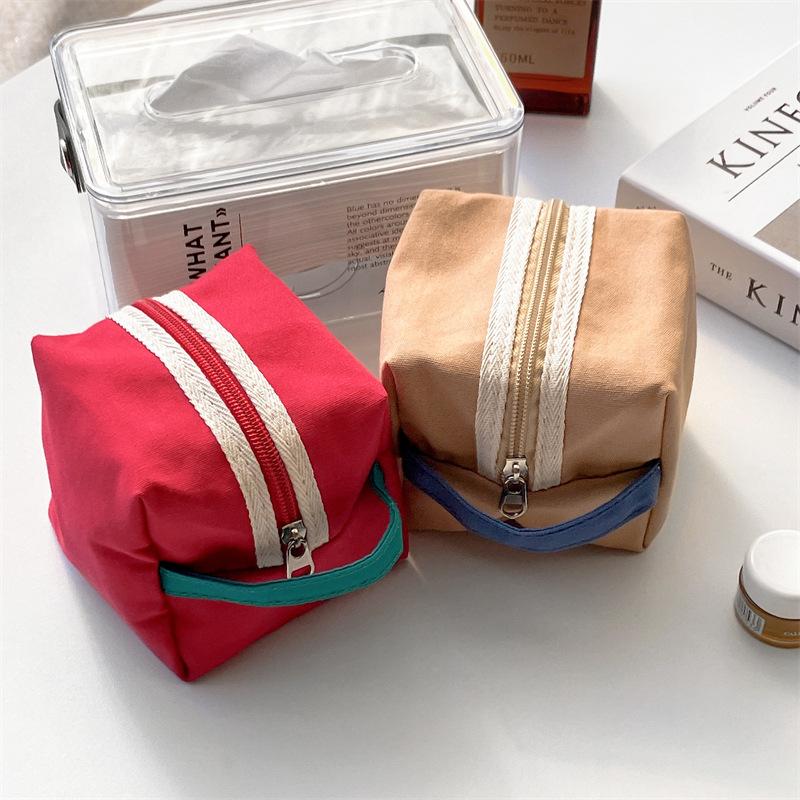 Fashion Canvas Cosmetic Bag Travel Makeup Bag Small Coin Purses Ladies Earphone Coin Key Organizer Case Portable Zipper Pouch