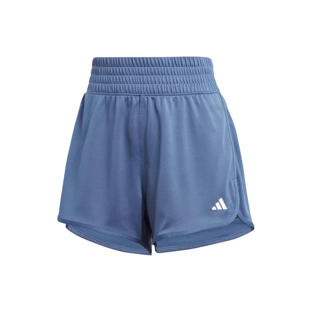 Adidas Pacer Essentials Knit Shorts Solid Logo Elastic Waist Straight Leg Sports Shorts Women Shorts Legendary-Ink-Blue IR6239