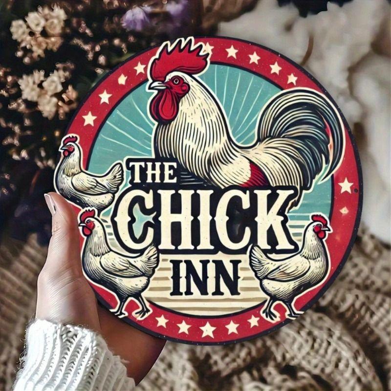 Round Retro Tin Sign Metal Wall Art 20x20cm for Living Room Balcony Home Decor