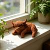 Cute Highland Cow Monitor Statue 3D Printed Farm Cow Screen Topper Figurine Funny Computer Monitor Accessories for Home Office Shelf Decor