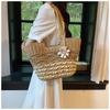 Summer Hollow Grass Woven Bag, Women's Handmade Woven Bag, Large Capacity Single Shoulder Tote Bag, Beach Vacation Bag, Grass Bag