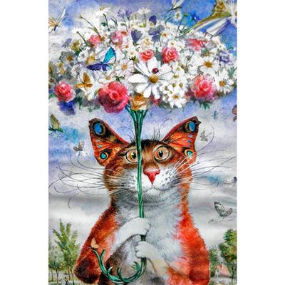 Full 5D Diy Diamond Painting Cat Flower Umbrella Embroidery Cross Stitch Home Decor Handmade Gift