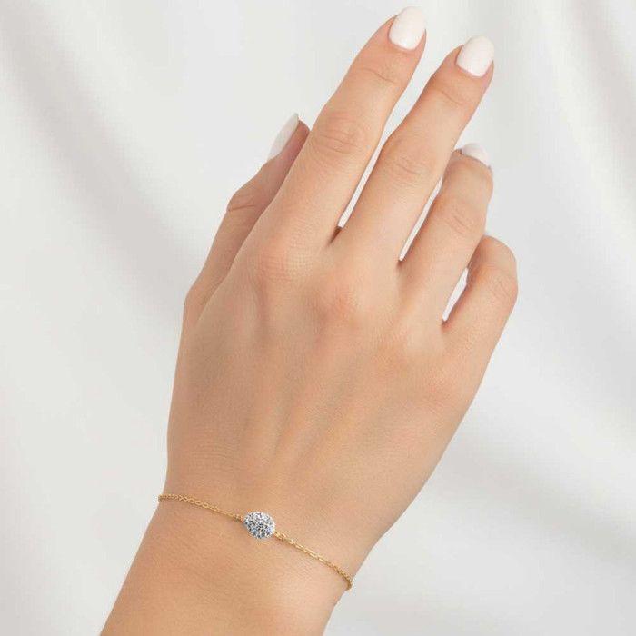 Yellow Gold Bracelet - Paved Zirconium Drop Motif - Woman