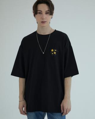 Nuseuka Starburst Unisex Oversized Short Sleeve T-Shirt (Black)