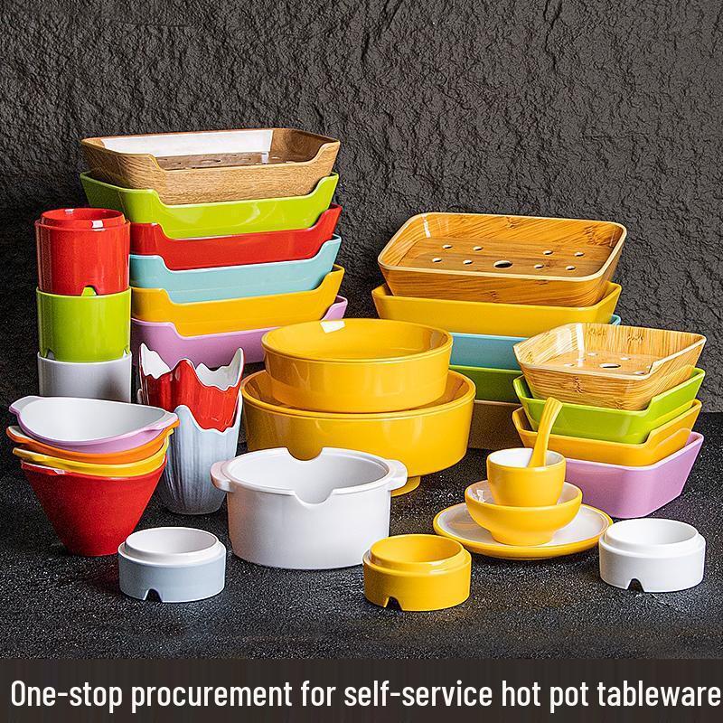 JINMEILI Melamine Rotating Hot Pot Serving Plate