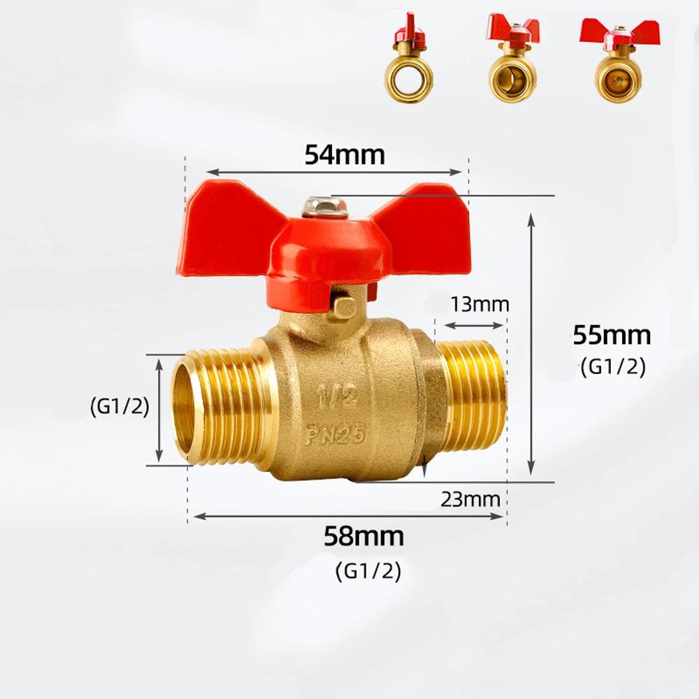 1/4" 3/8" 1/2" 3/4" BSPP Male To Female Brass Shut Off Ball Valve Fuel Gas with Red Blue Butterfly Handle Water Heater Switch