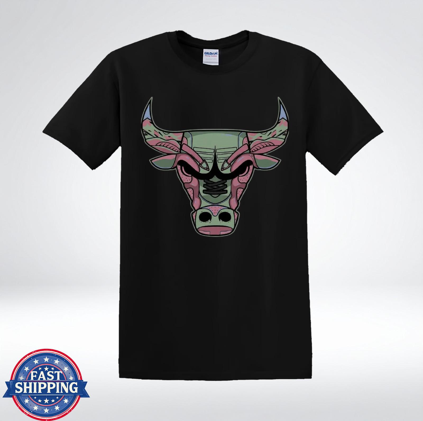 Neon Bull Head Shirt Western Cowboy Skull Art T-Shirt S