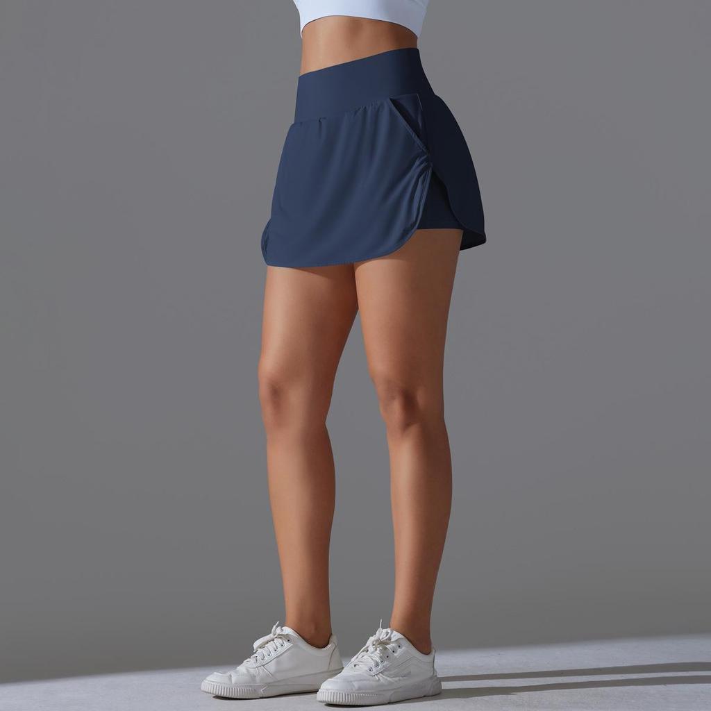 Women's High-Waist Sun Protection Tennis Skort with Back Pocket