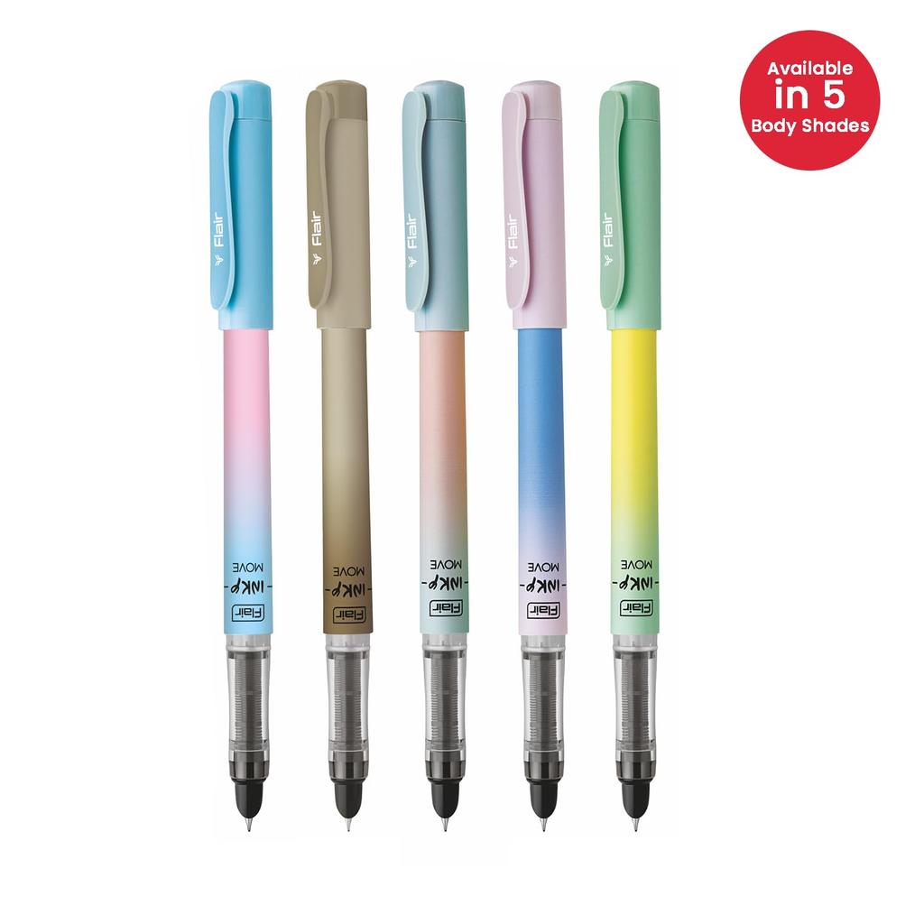 Flair Inky Move Fountain Pen Set Blue Ink Pack Of 6 With Jumbo Cartridges Smooth Writing For School Office Use