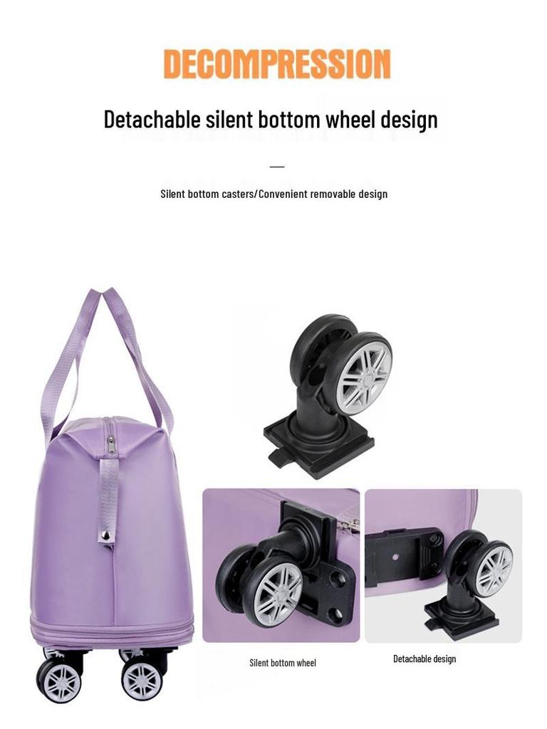 Unisex Expandable Large-Capacity Travel Duffel Bag with Wheels, Foldable Boarding Luggage for Business Trips and Shopping.