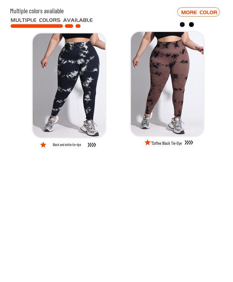 2025 Plus Size Tie-Dye High Waist Yoga Leggings: Compression Fit, Peach Butt Design for Women