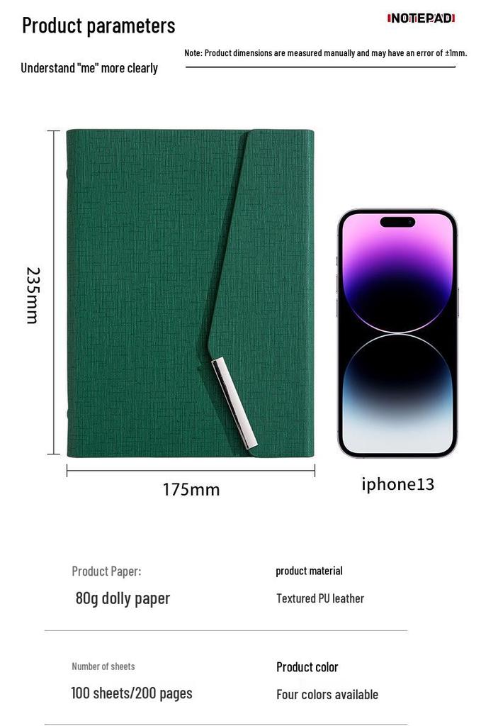 A5 Business Hardcover Notizbuch Geschenkset: Nachfüllbarer dreifach faltbarer Notizblock, Personalisierbares Souvenir.