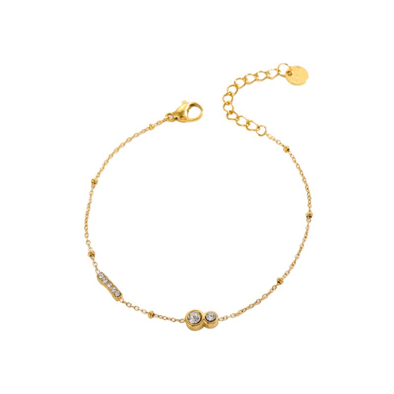 CARLIDANA Gold Plated Non Tarnish Jewelry Zircon New Colorful Zircon Pendant Chic Women Stainless Steel Link Chain Bracelet