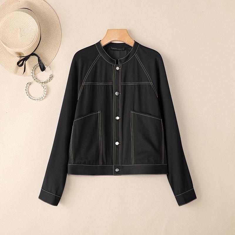 ZANZEA Dámská ležérní jednobarevná halenka s kulatým výstřihem s dlouhým rukávem