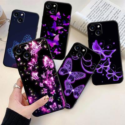 Lila Schmetterling Handyhülle für iPhone Samsung Galaxy Redmi Xiaomi Oppo OnePlus Note SA 7 8 9 10 11 12 13 14 20 21 22 23 53 54 Pro Max Ultra TPU Soft