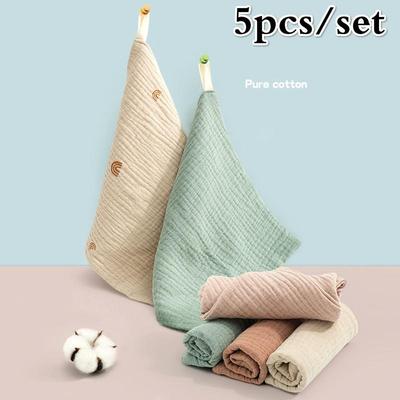 5pcs/set Towel Baby Facecloth Baby Bath Towel Handkerchief Cotton Burp Cloth Soft Absorbent Gauze