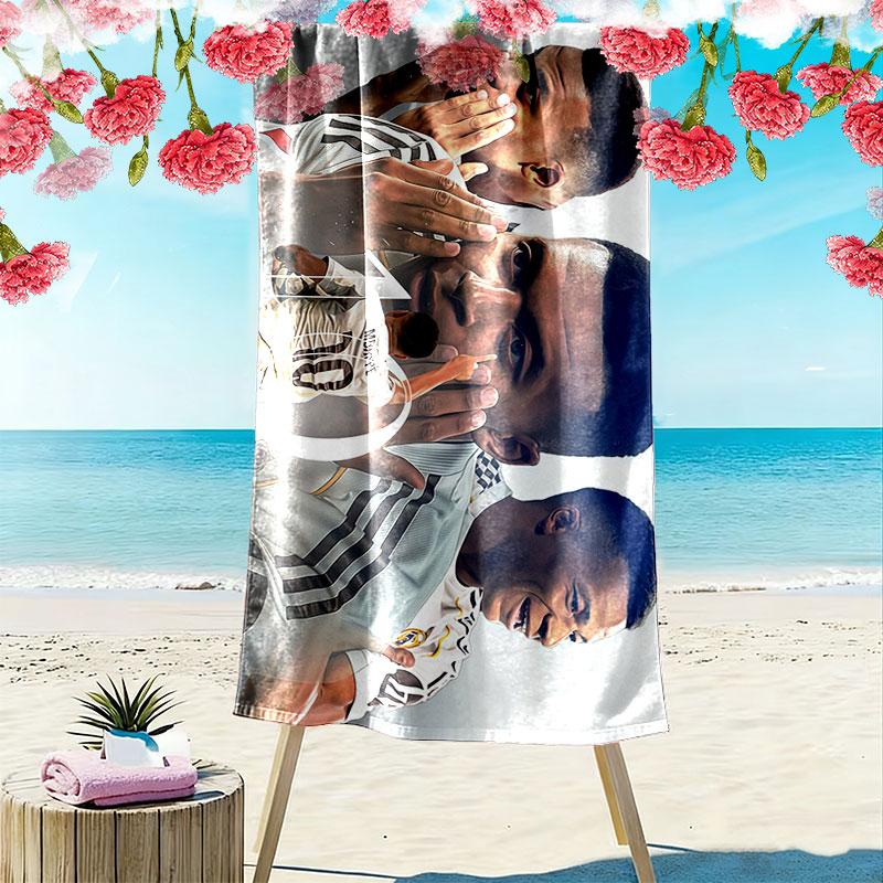 Kylian Mbappé Print Beach Towel, Large Soft Quick Dry Towel for Beach Camping Swimming
