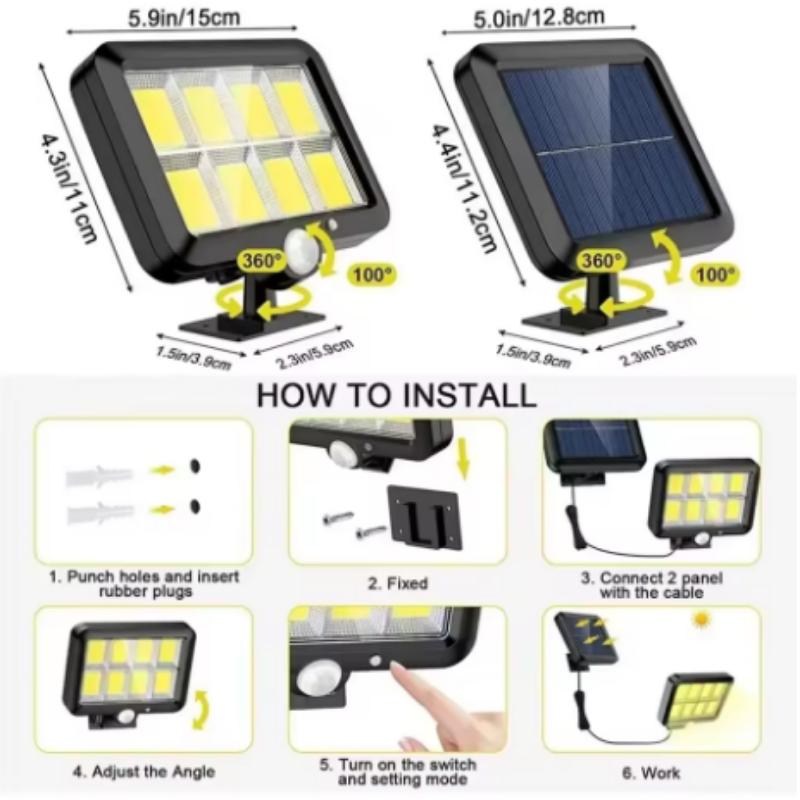 LED Outdoor Solar Powered Human Body Induction Lamp Split Type Courtyard Lamp Solar Charging Courtyard Garage Porch Lighting