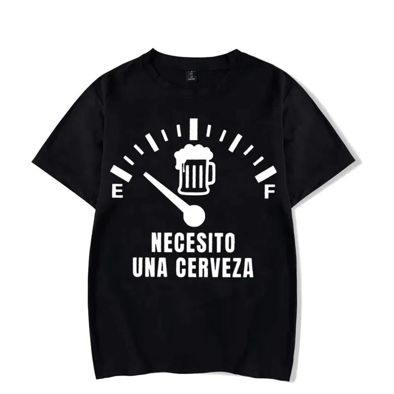 Men's Street T-shirt Necesito Una Cerveza Print Tops Tees Summer T Shirt Oversized Tee Shirt for Men Tshirt Clothing Unisex Tops