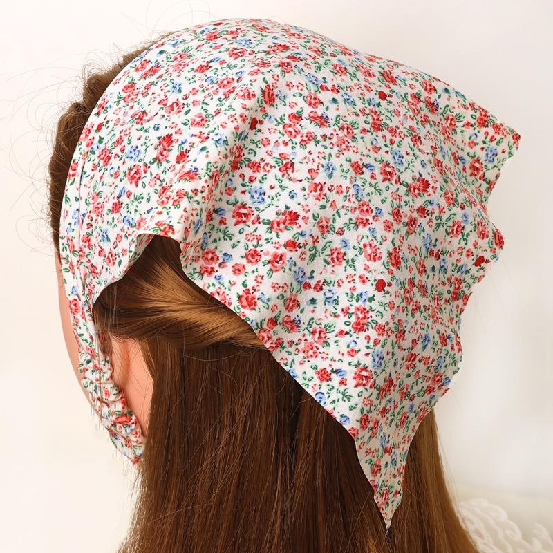 Neue Blumige Stofftasche Turban Haarschmuck Dreieckstuch Haarband Damen Haargummi Elastisches Band All-Match Kopfschmuck