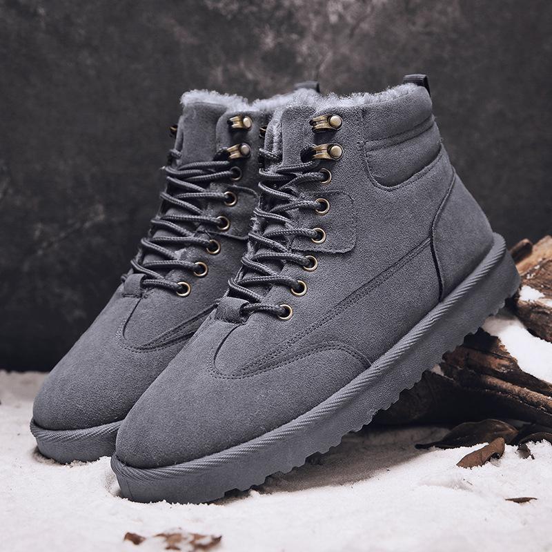 

Winter men s snow boots cotton shoes velvet thermal boots cotton men s shoes trendy shoes high-top outdoor two cotton thickened boots 44