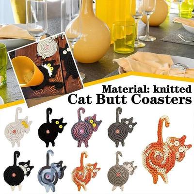 Cat Butt Shape Coast Cup Cloth Coaster Slip Insulation Pad Mat Hot Drink Holder Mug Stand Home Table Decor Kitchen Accessories