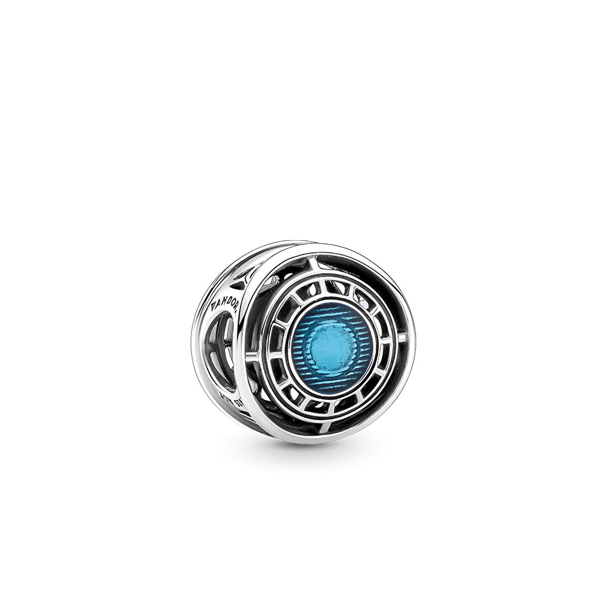 Pandora Marvel Series Iron Man Arc Reactor 925 Silver Charm Unisex Charm Blue 790788C01 Box