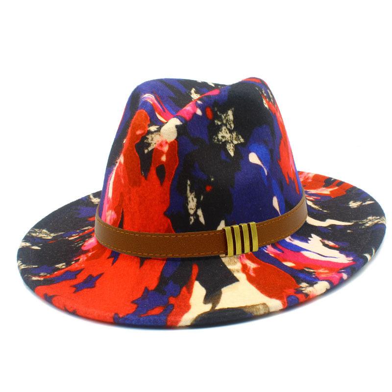 European and American style color smudging personalized top hat men and women outdoor travel suction sun protection sun hat fashion art hat