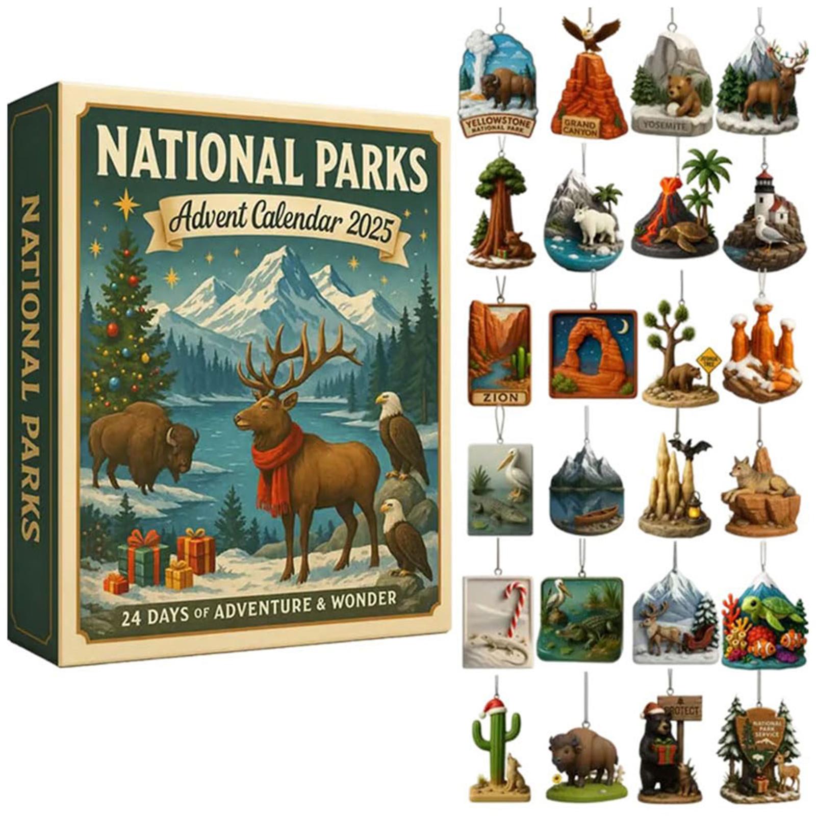 

Christmas Advent Calendar Cute National Parks Themes Ornament Calendars&Cat Lovers Christmas Advent Calendar Gift for Explorers B
