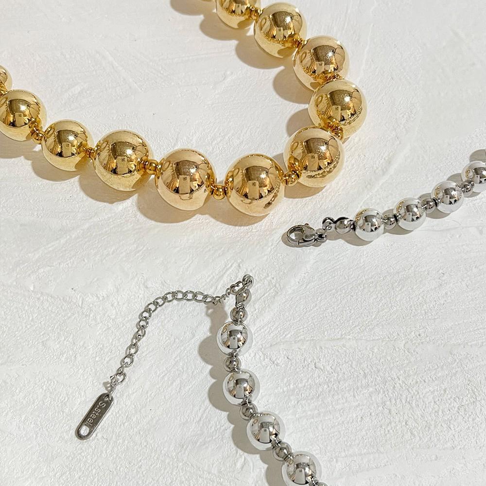 Exaggerated Wind Transfer Beads Personalized Beaded Gold Necklace CCB Round Beads Cold Hip-hop Wind Necklace