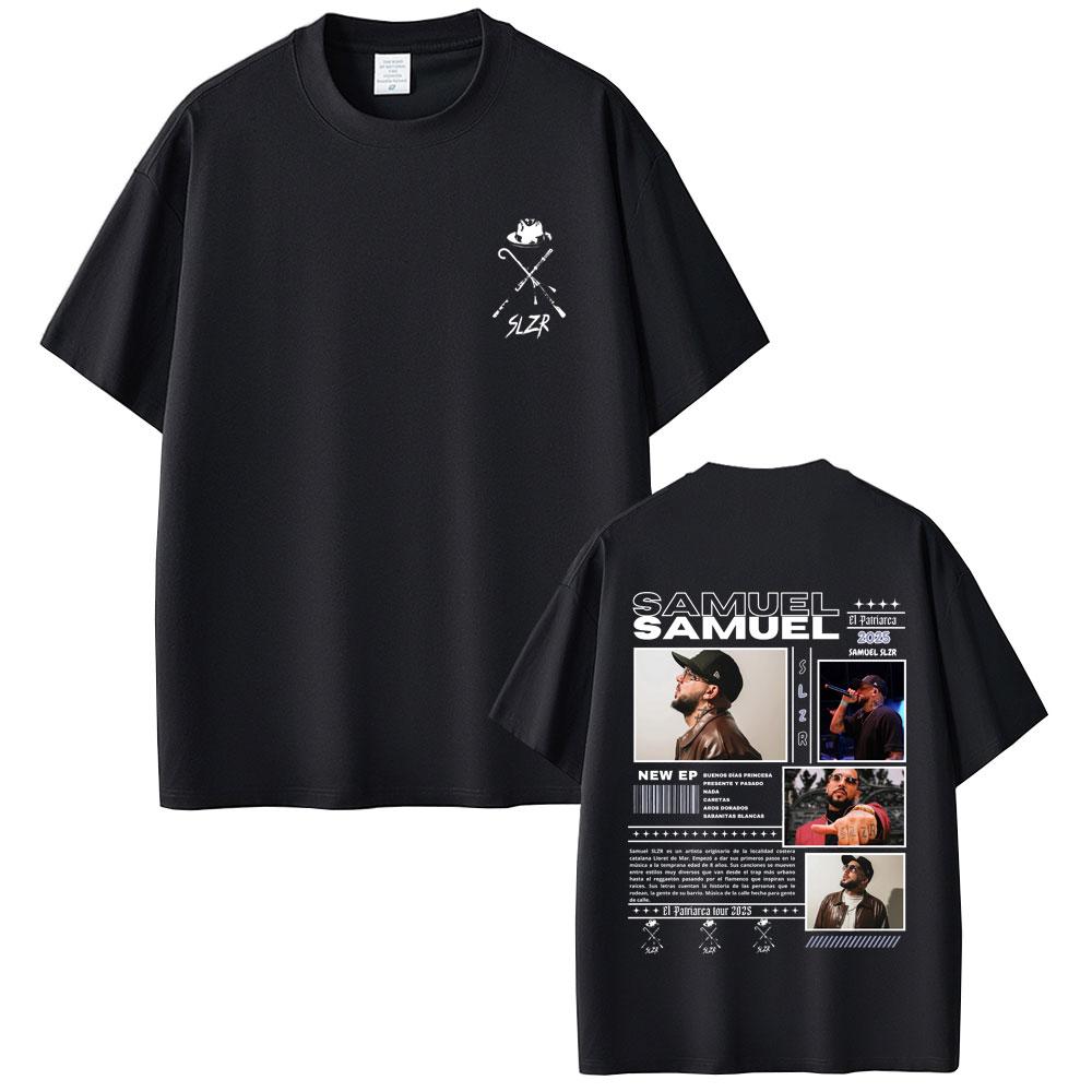 Rapper Samuel Slzr Tour 2025 T Shirts Unisex Women Fashion Hip Hop Oversized Short Sleeve T-shirts Male Casual Cotton Retro T-shirt