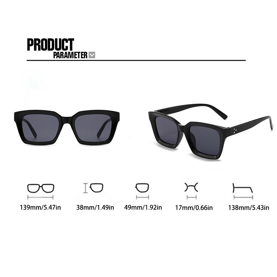 2PCS Fashion Square Frame Men's Sunglasses Classic retro Holiday Casual Daily Decorative Glasses Black Gray Set