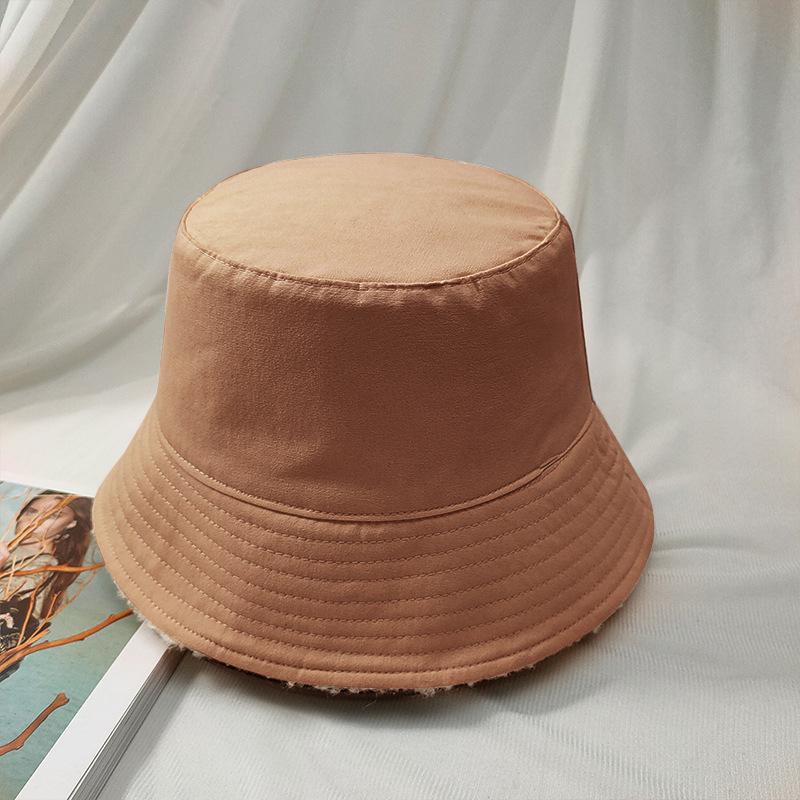 

Lamb Velvet Double-sided Fisherman Hat for Women Japanese Versatile Basin Hat Spring and Autumn White Bucket Hat Trendy Small Hat one size
