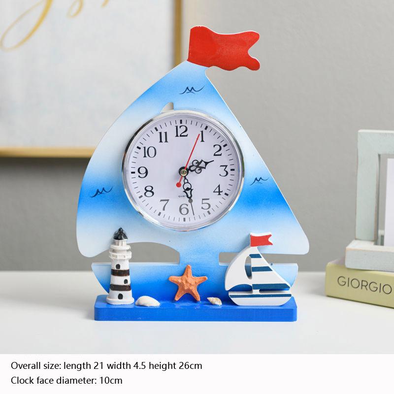Mediterranean Style Desktop Clock Ornaments European Living Room Bedroom Bedside Desk Clock Office Desktop Home Creative Clock