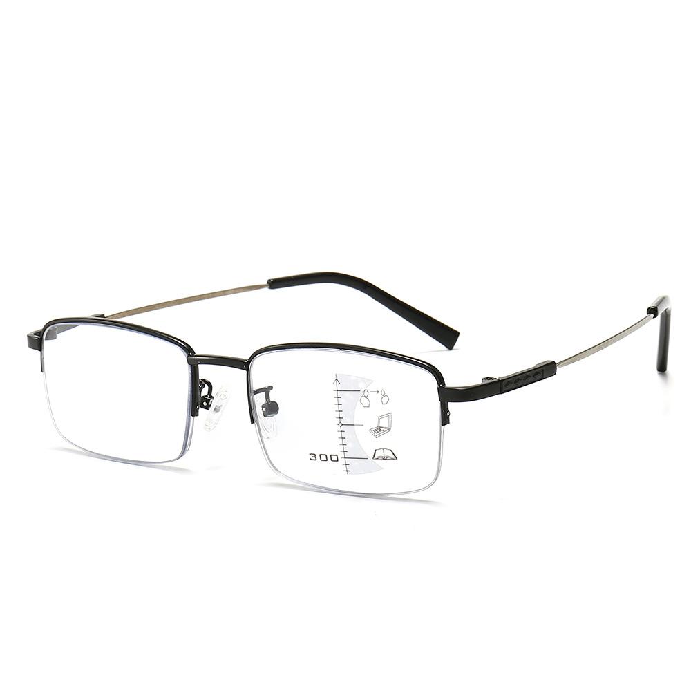 

Photosensitive Discoloration Multifocal Memory Leg Reading Glasses Anti-Blue Light High Definition Metal Reading Glasses Far And Near Reading +100