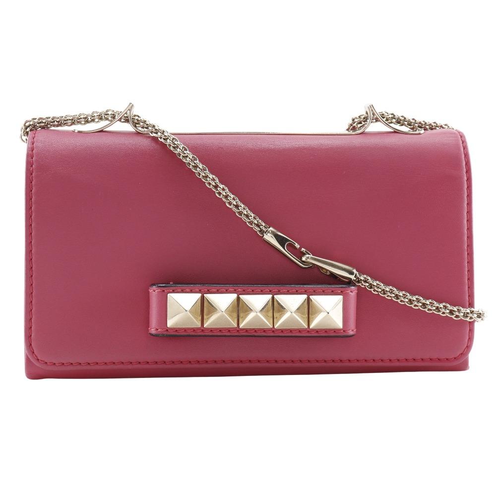 Valentino VaVaVoom Shoulder Bag Rock studs ChainShoulder pink lambskin Women Used