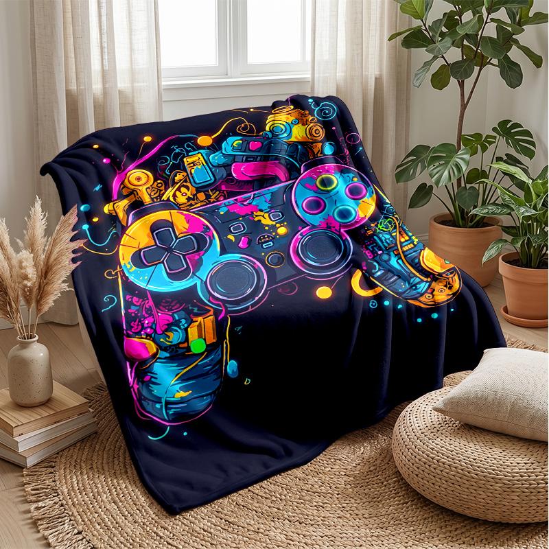 Neon Game Controller Art Theme blanket Lightweight Warm Flannel Blanket Decorative Throw Blanket for Home Decoration
