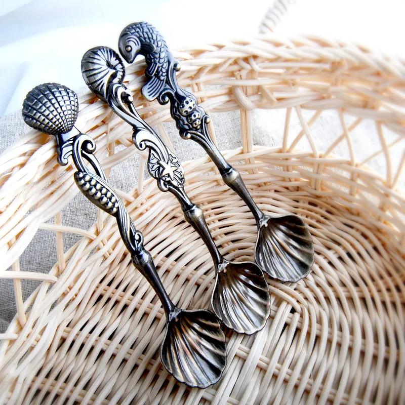 3Pcs/Pack Vintage Coffee Spoon Elegant Stirring Spoon for Tea and Coffee Perfect Gift for Wedding Ocean Theme