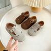 Girls Causal Shoes Children Pu Leather Shoes Cute Cat Embroidered Little Kids Flats Shoes Simple Hook Loop Spring  New