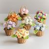 Small Crochet Flower Pot Handmade Puff Flower Potted Ornament  Office Desktop Decoration