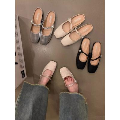 Loafers Shoes Woman  Slippers Summer Luxury Slides Cover Toe Female Mule Pantofle Low Designer Mules New Silver Flat Rome Fa