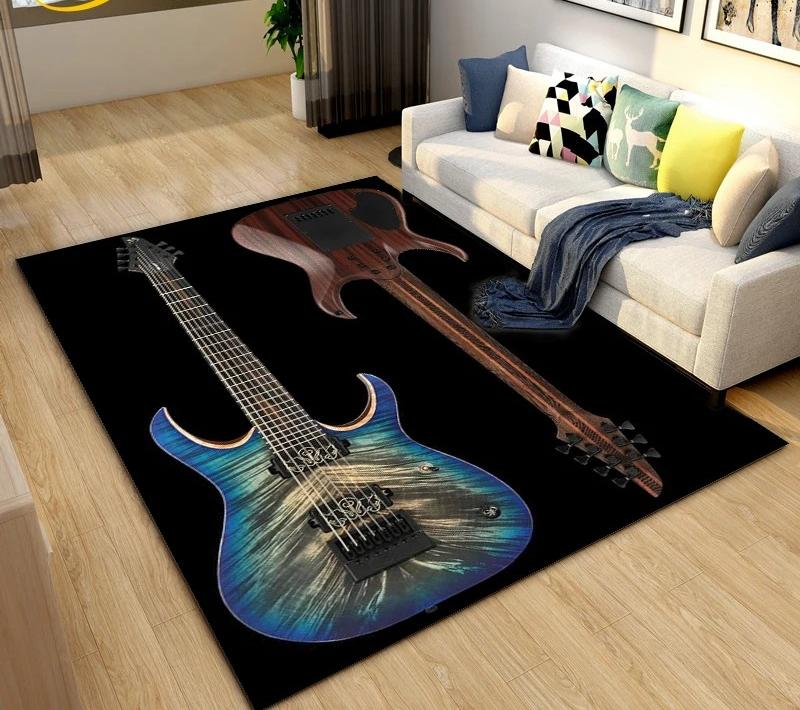 Klassische E-Gitarre Bass Teppich Schlafzimmer Zuhause Weiche Matte Waschbar Wohnzimmer Dekoration Flur Ankleidezimmer Couchtisch Teppich