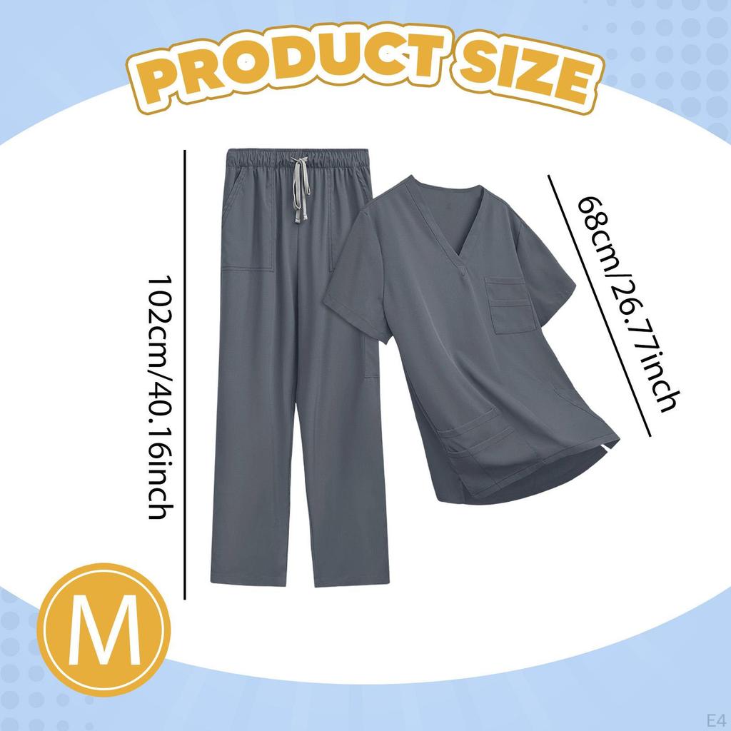 Unisex Scrubs Set Elastic Waist Modern Nurse Uniform for Women Men Beauty Salons