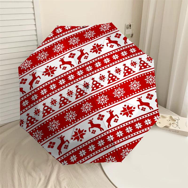 

1PC Christmas, patternAutomatic Open/Close Umbrella with Windproof, 8-Rib Sturdy Canopy, Durable Ribs, Fashionable Design, Outdoor Accessory, Fun Prin