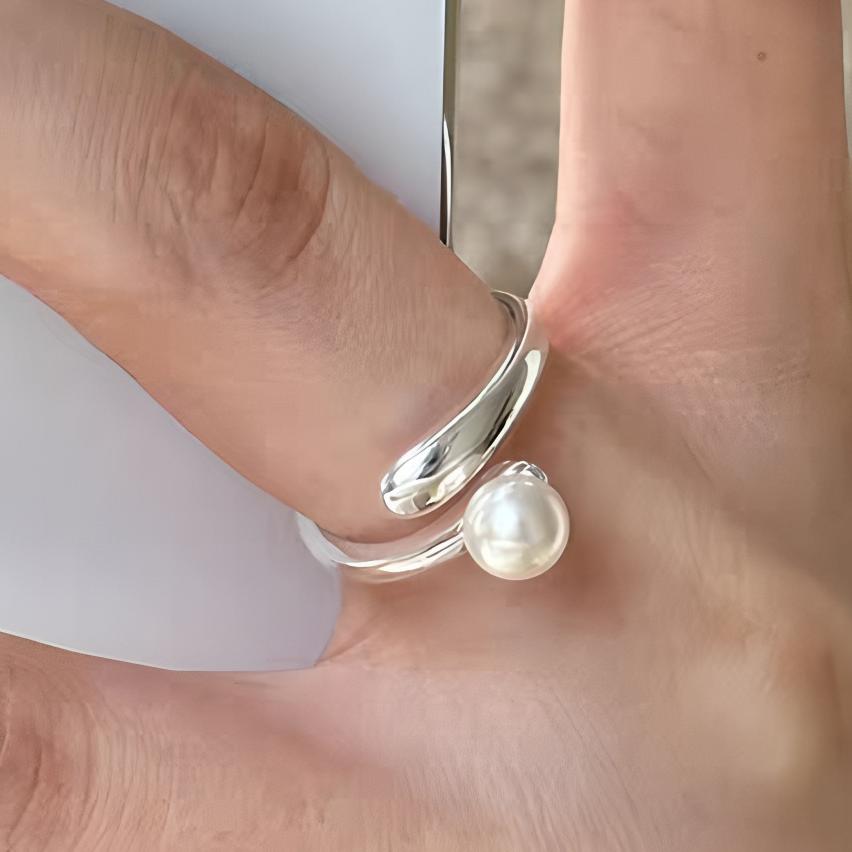 925 Silber Liebesherz Ring für Damen Mädchen Geschenk Linie Perle Koreanischer Süßer Schmuck Geburtstagsgeschenk
