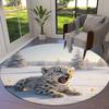 Animalsthatyawn Round Area Rug,Carpet Rug for Living Room Bedroom Sofa Playroom Decor,Non slip Floor Mat