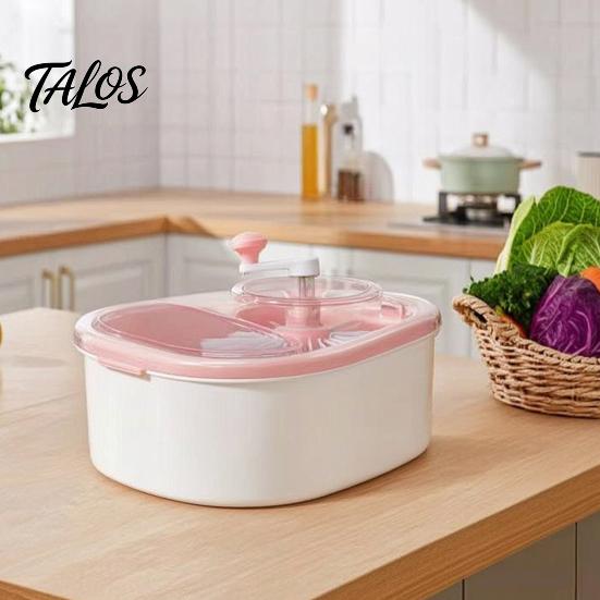 Fruit Vegetable Washer Cleaner Spinner, Manual Rotating Vortex Cleaning Tool, Large Produce Rinse Kitchen Gadget for Fruits Bowl with Scrubber,